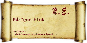 Móger Elek névjegykártya
